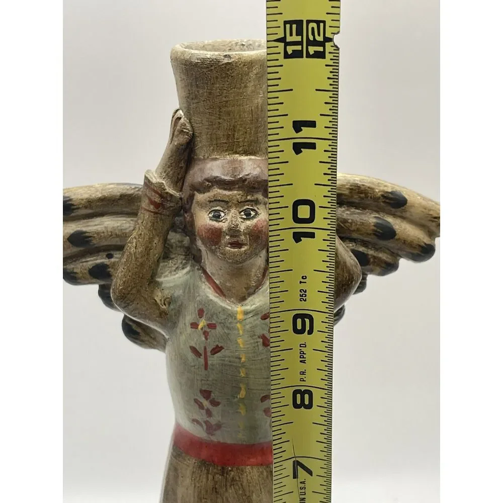Terracotta‎ Angel Peruvian Style Candleholder Handpainted